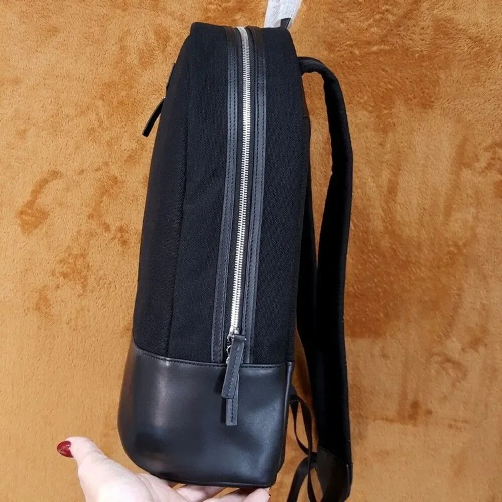 WANT LES ESSENTIELS Mens Black Kastrup Organic Cotton Canvas Backpack $575